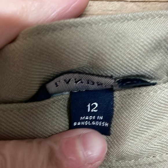 Lands' End size 12 Khaki Color A-Line Pleated Midi Skirt with Button & Side Zip - Picture 3 of 8